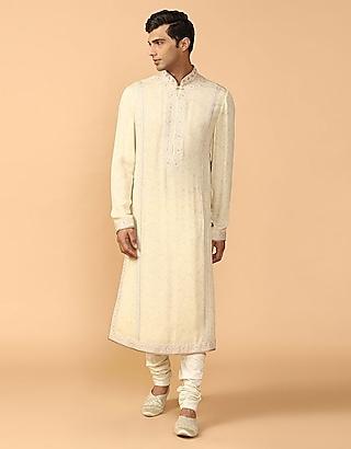 shell chikankari embroidered kurta set