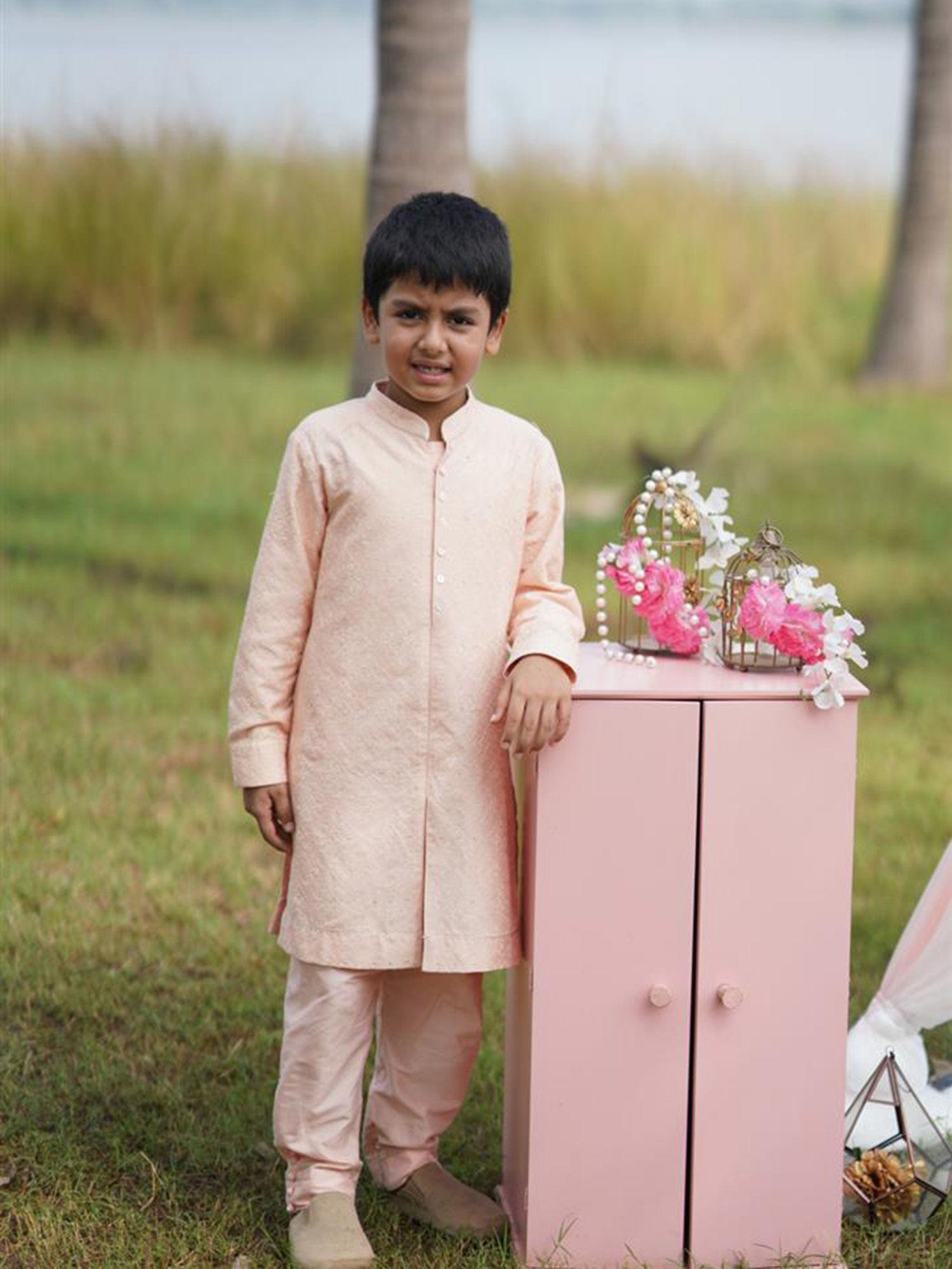 shell pink kurta pyjama (set of 2)