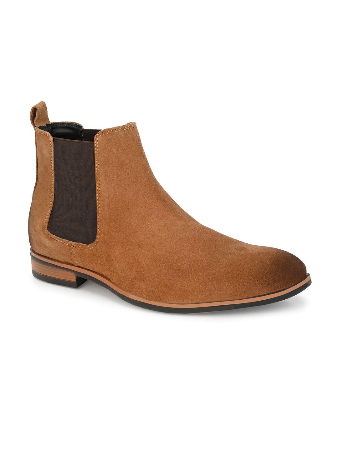 shences men mid-top casual suede chelsea boots