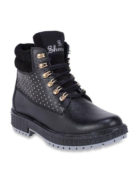 shences black derby boots