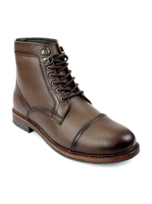 shences dark brown derby boots