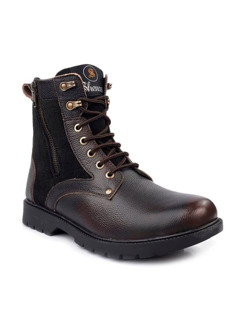 shences men's brown biker boots