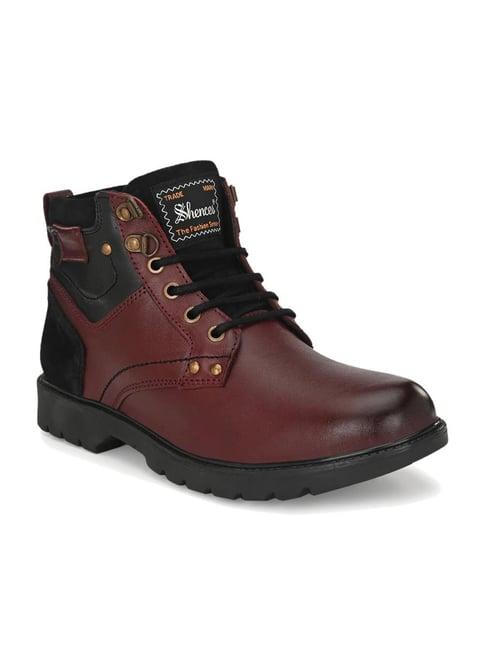 shences men's maroon casual boots