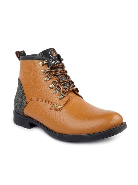 shences men's tan biker boots