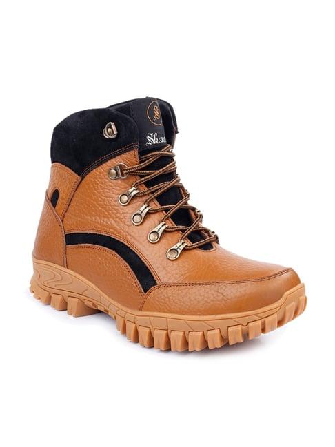 shences men's tan biker boots