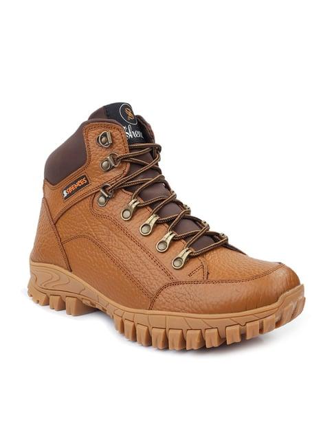 shences men's tan biker boots