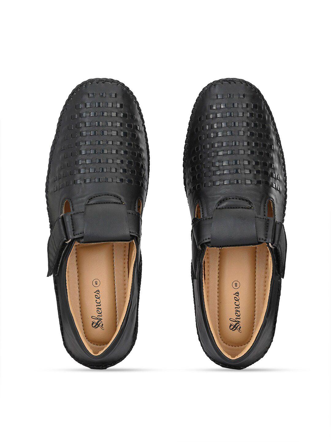 shences men black & brown shoe-style sandals