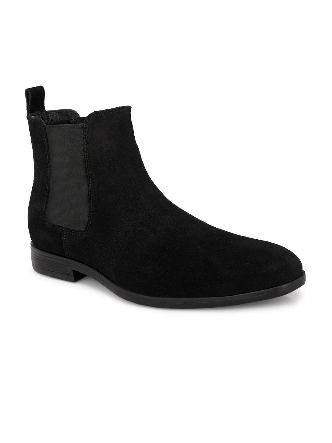 shences men genuine leather suede chelsea boots