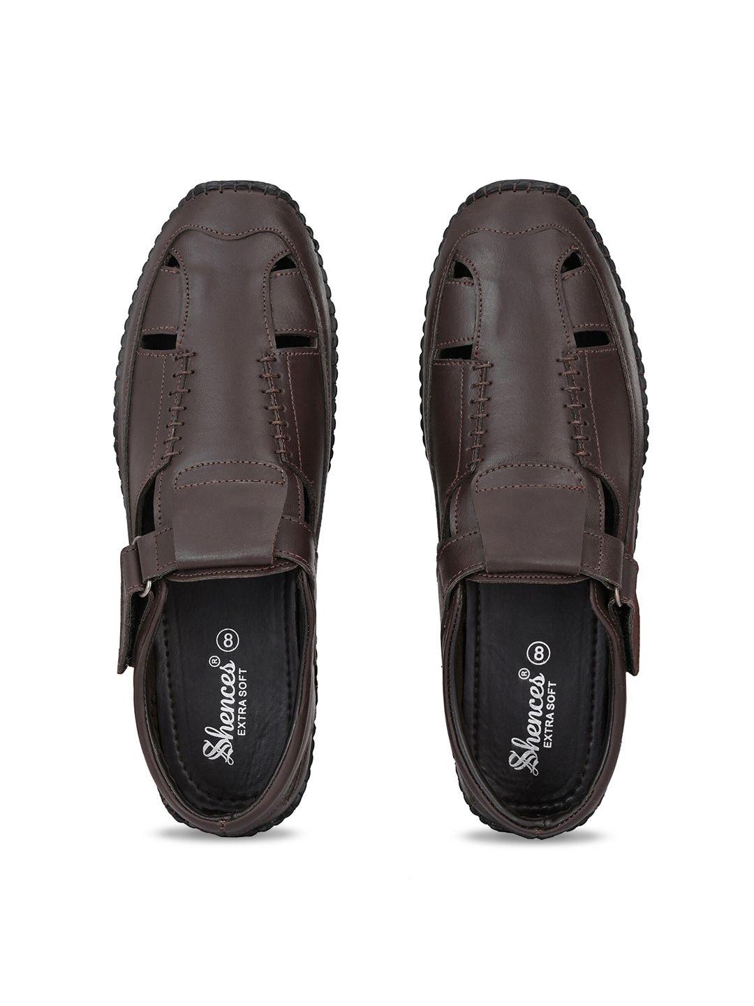 shences men leather shoe-style sandals