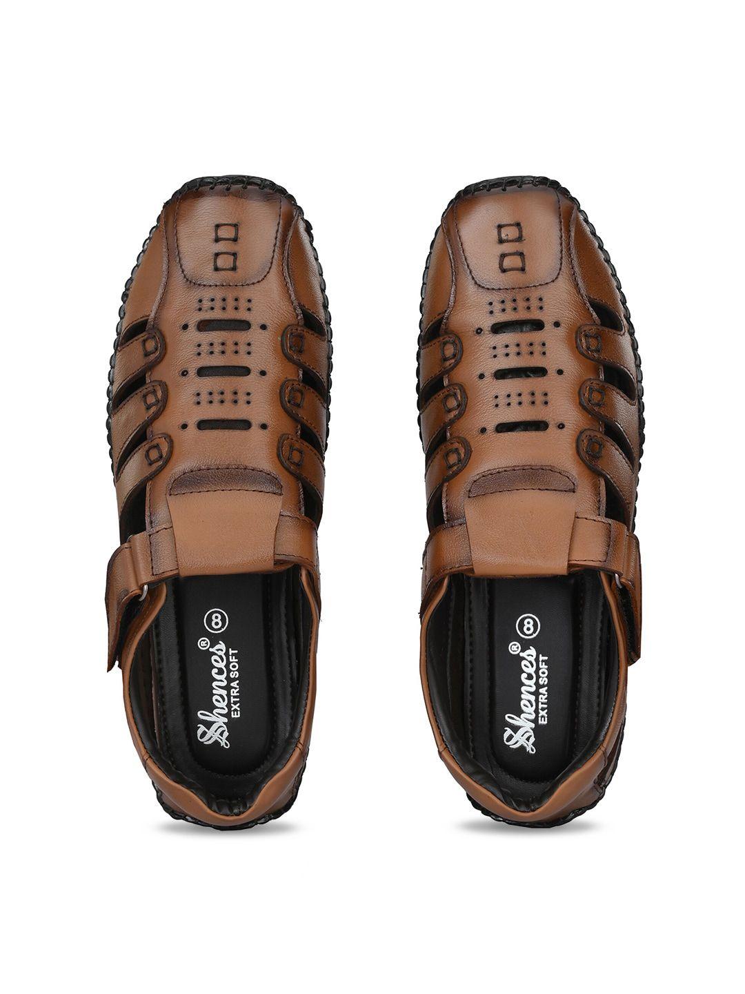 shences men leather shoe-style sandals