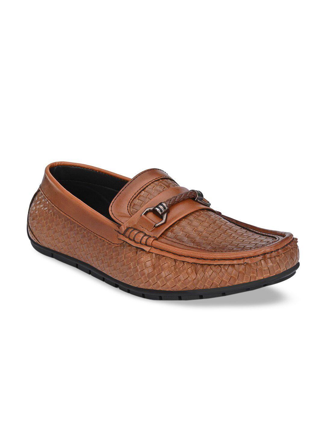 shences men tan textured loafers