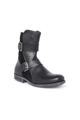 shepard synthetic leather zipper men's casual boots - black