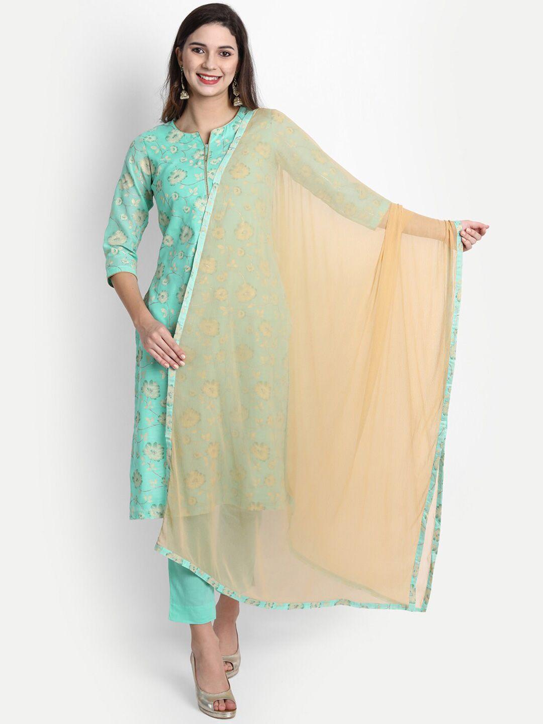 shereen green floral ethnic kurta,pant and dupatta set