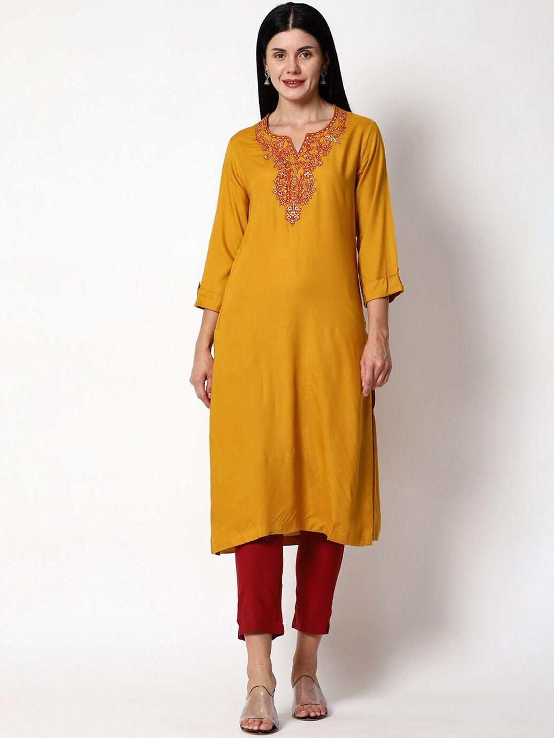 shereen women ethnic motifs embroidered kurta with trousers