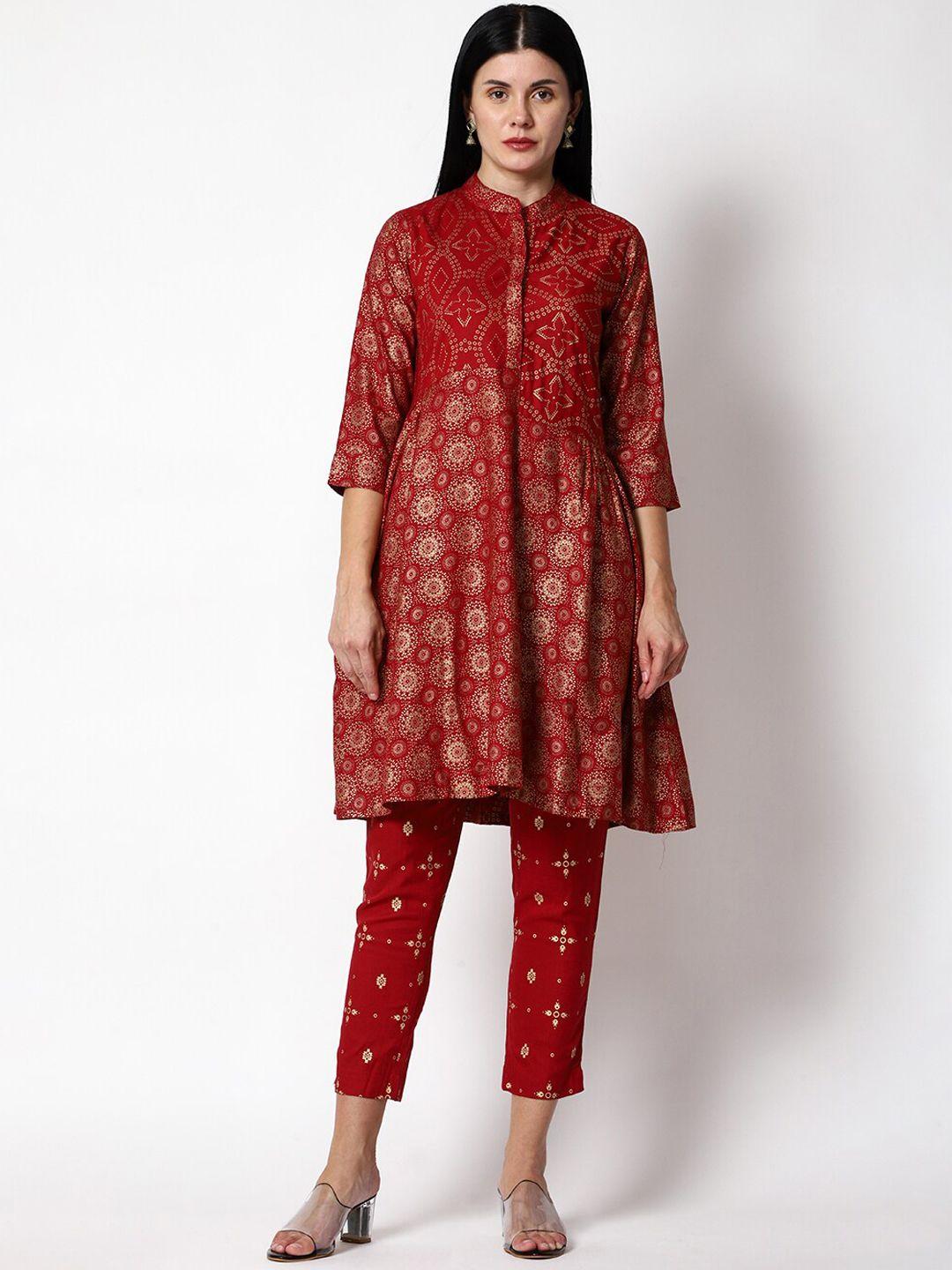 shereen women ethnic motifs printed kurta with trousers