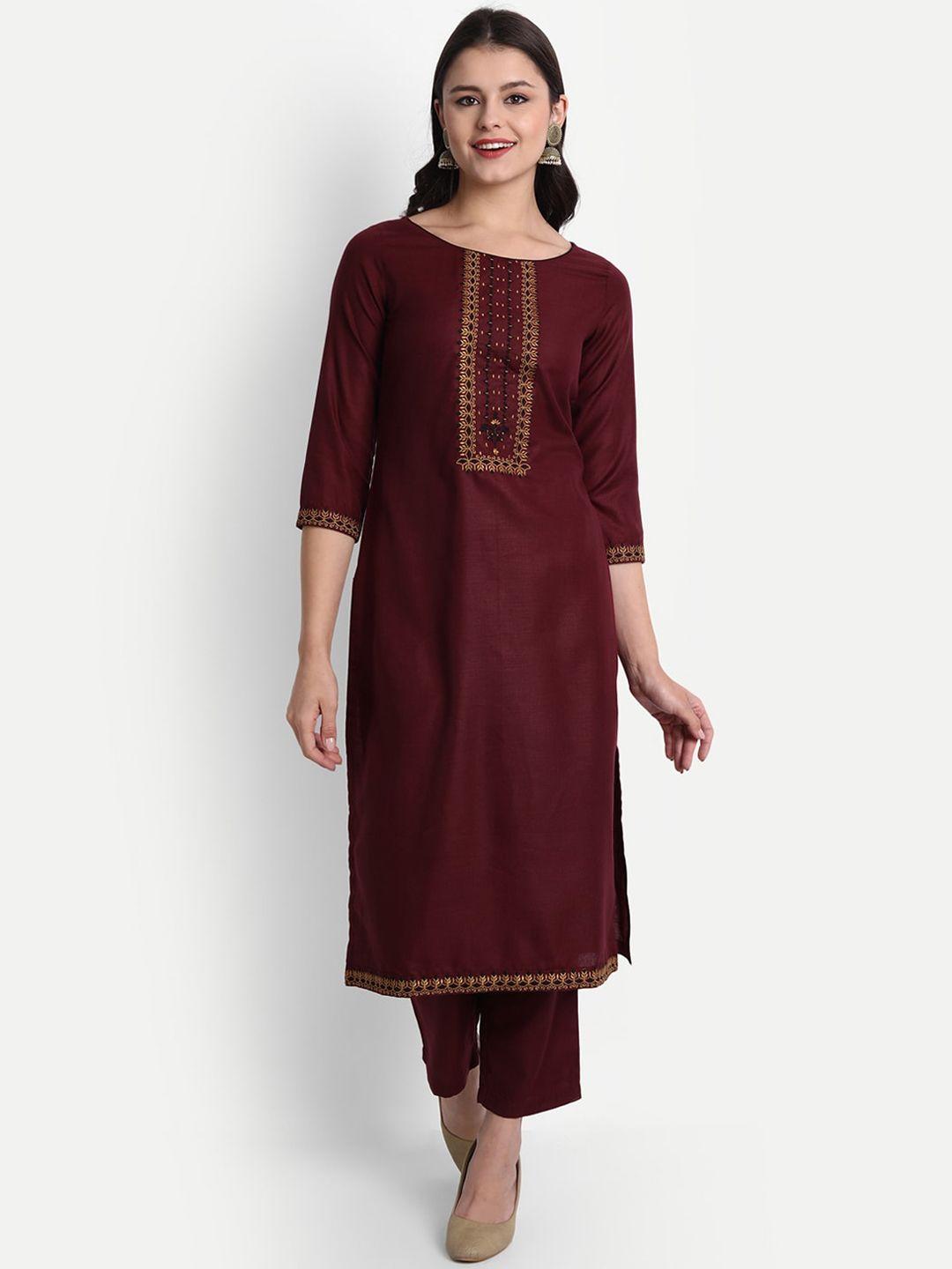 shereen women maroon kurta with trousers