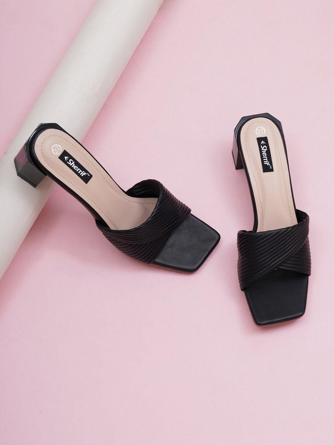 sherrif shoes textured block heels