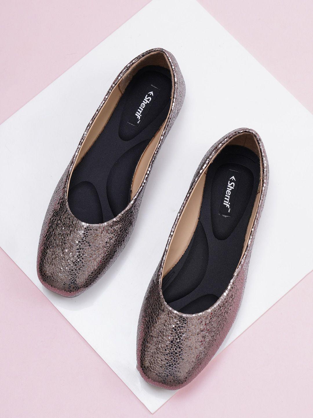 sherrif shoes textured slip on ballerinas