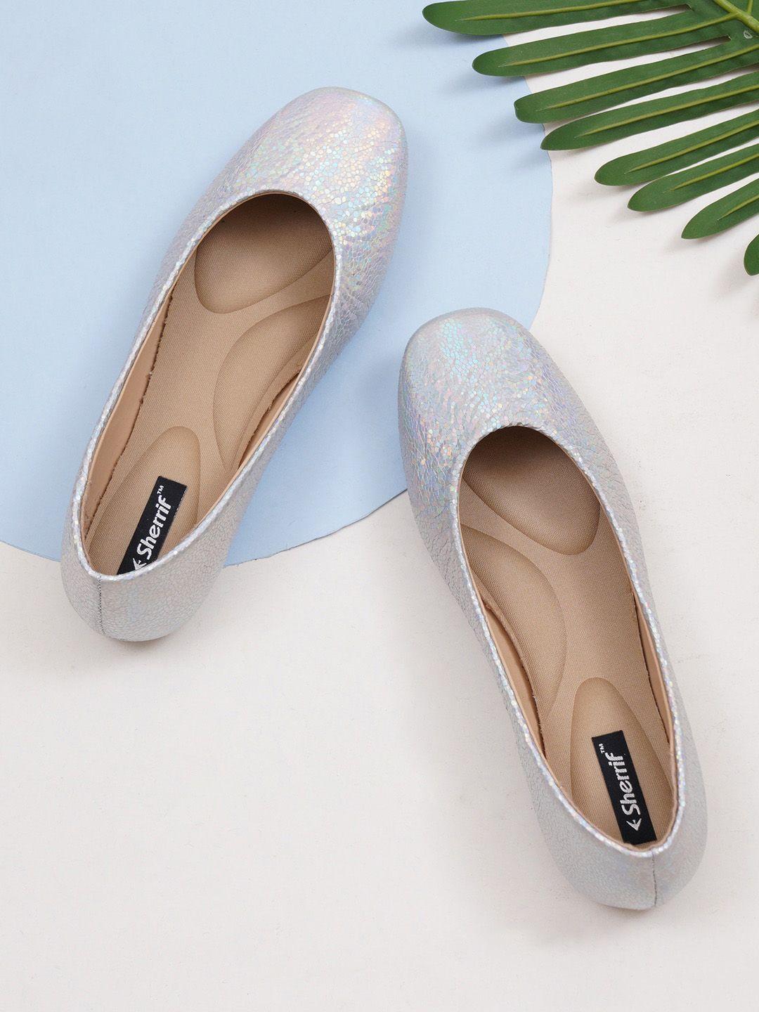 sherrif shoes textured slip on ballerinas