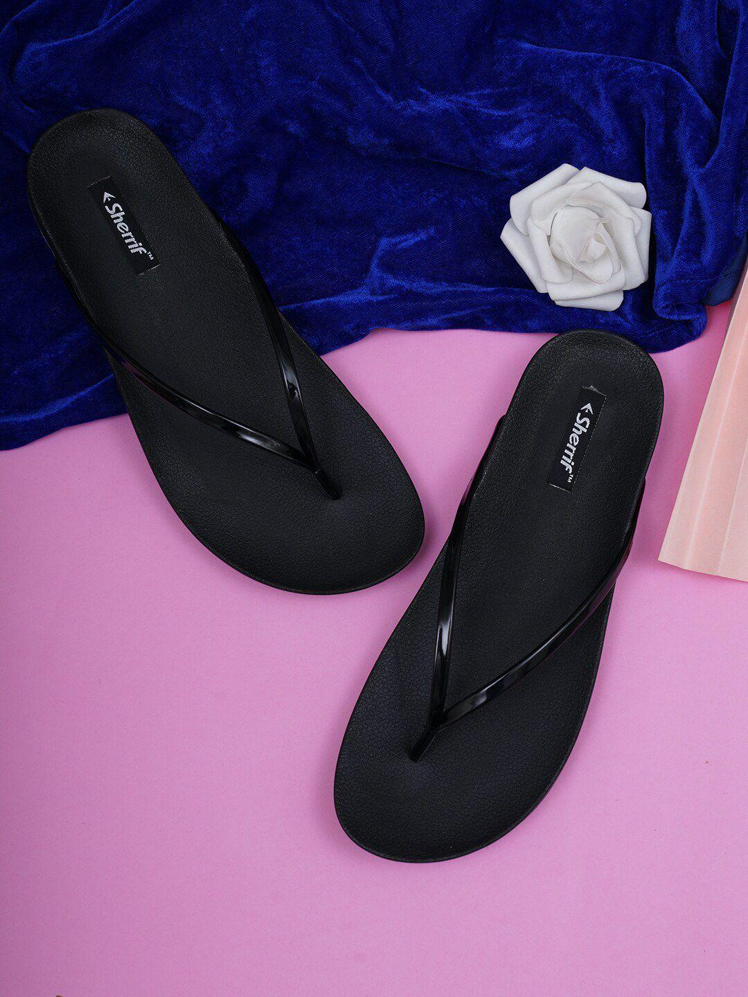 sherrif shoes women black thong flip-flops