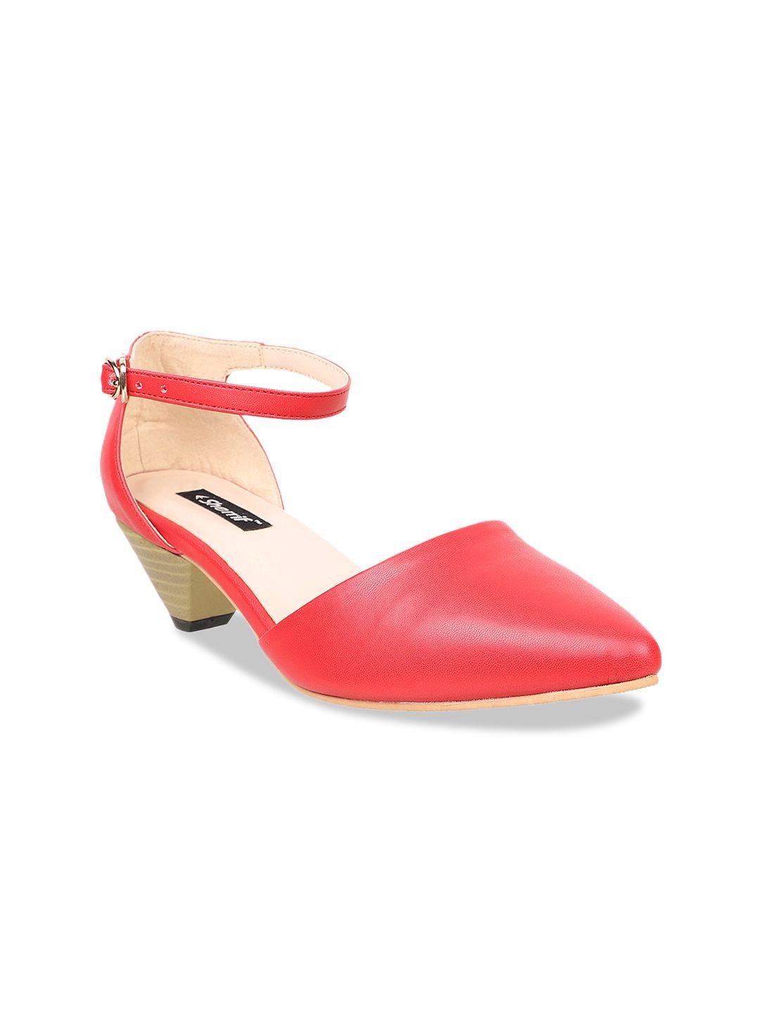 sherrif shoes women red solid heels