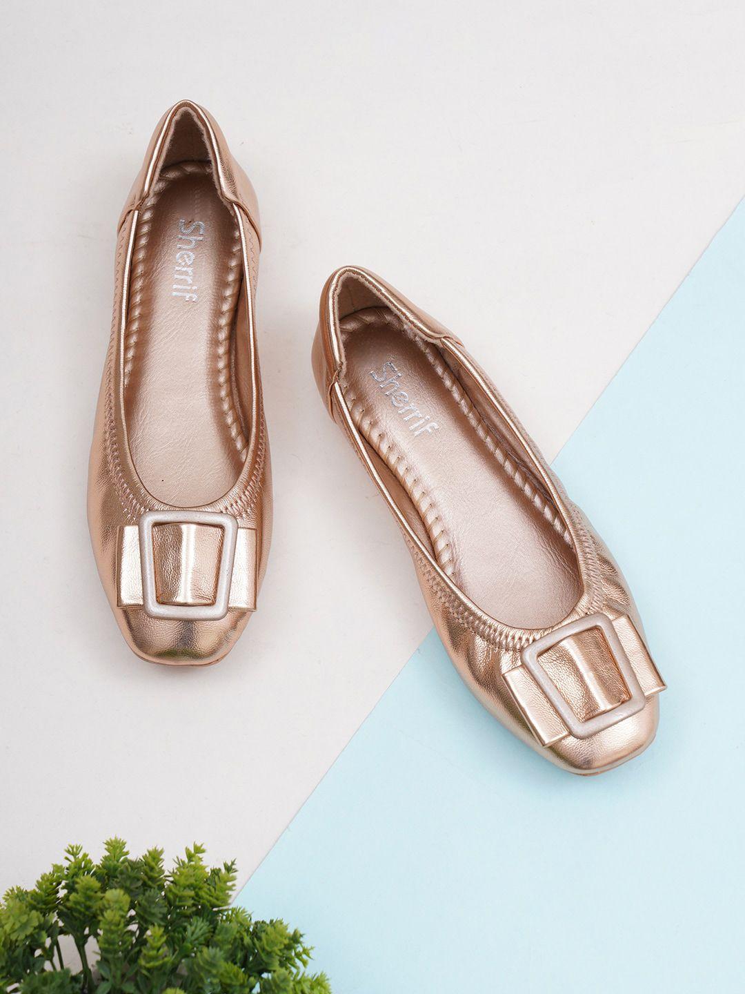 sherrif shoes women rose gold ballerinas with laser cuts flats
