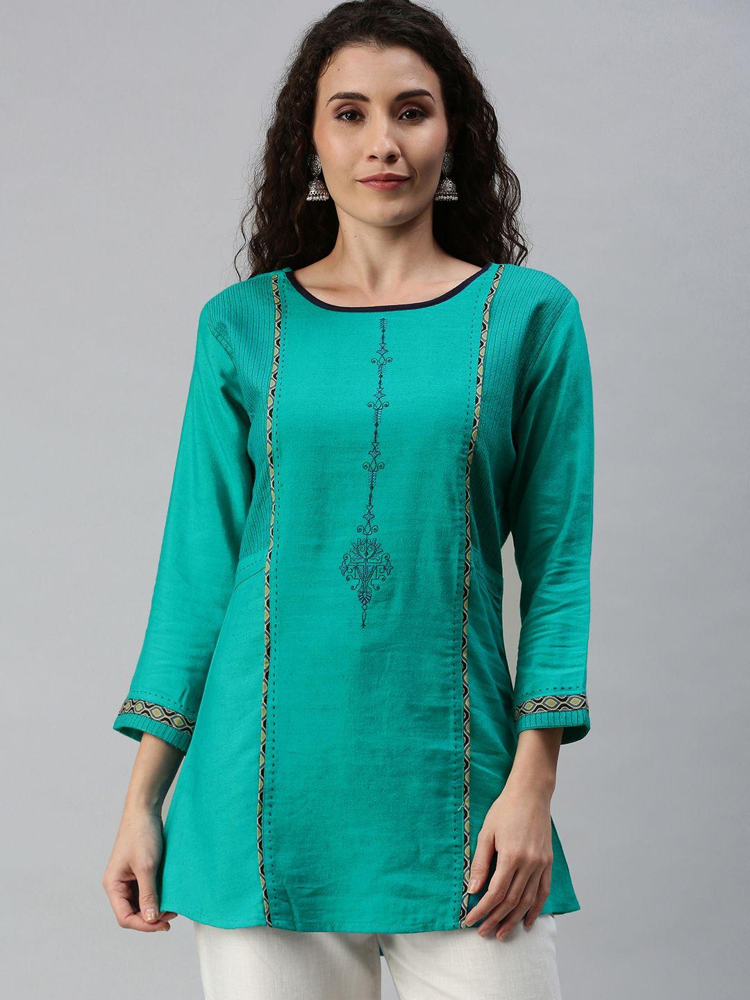 shewill green embroidered tunic