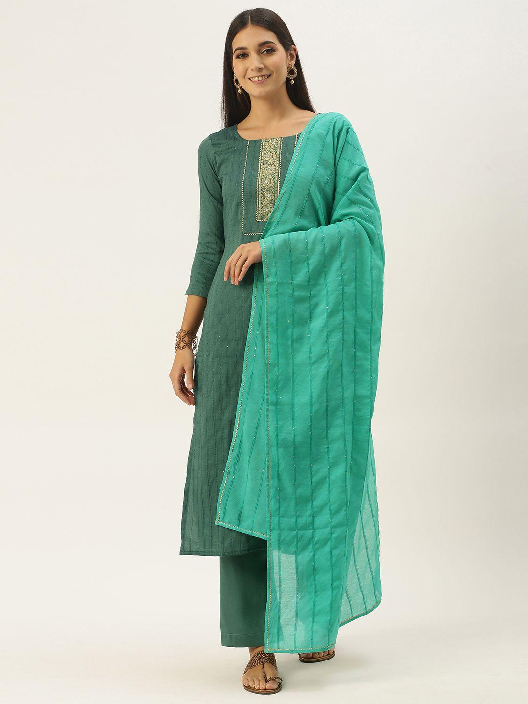 shewill green unstitched dress material