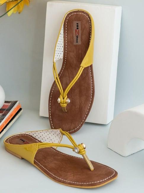shezone  women's mustard thong sandals