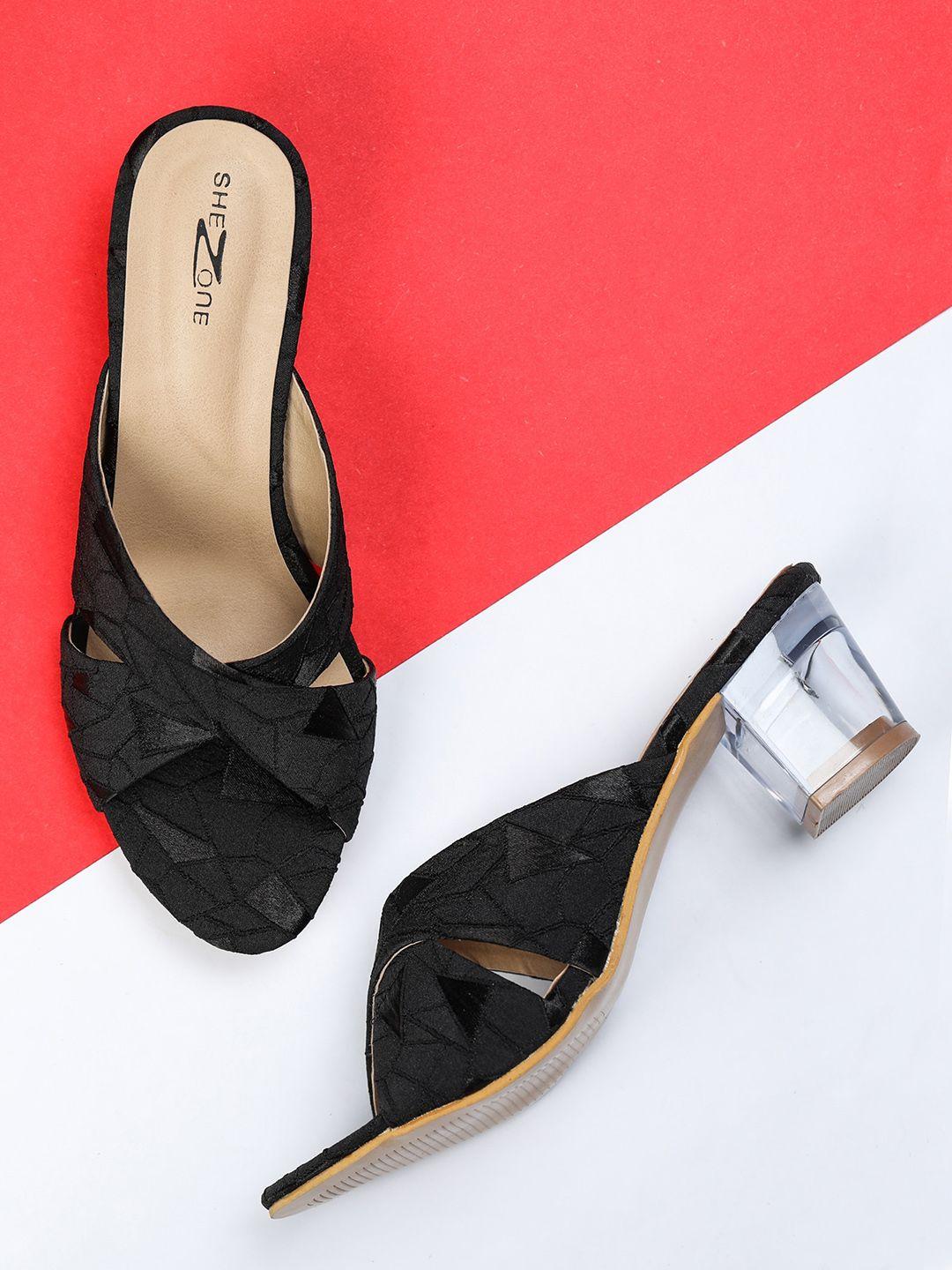 shezone black block mules with bows