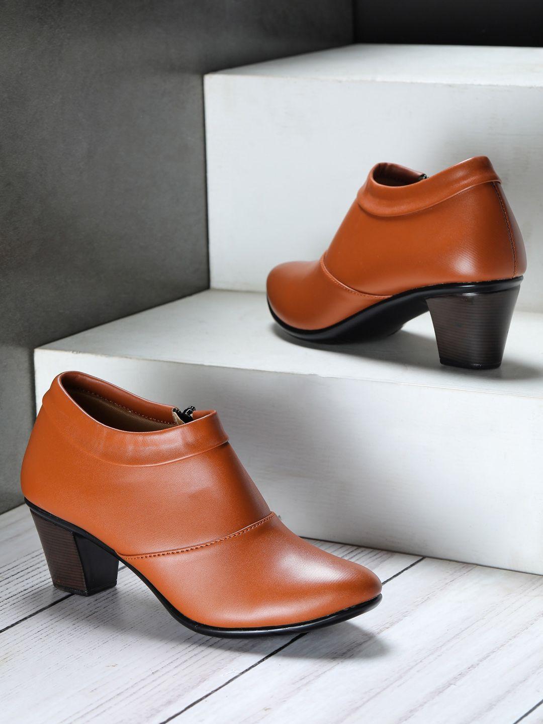 shezone tan block heeled boots