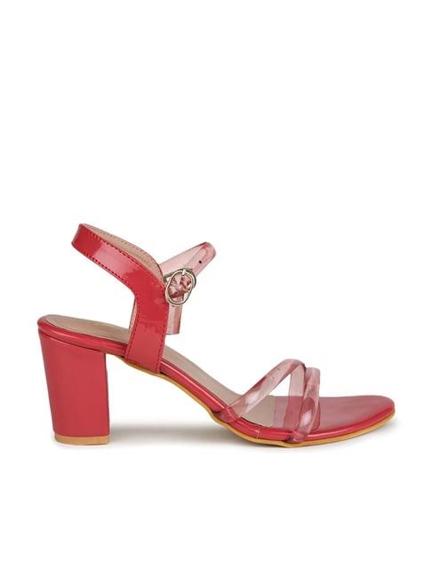 shezone women's red ankle strap sandals