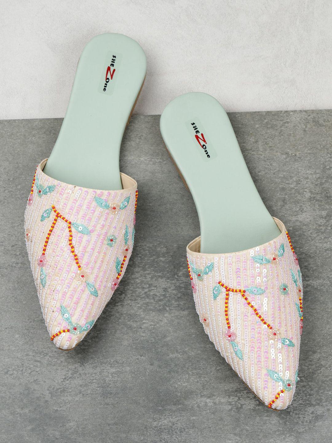 shezone women embroidered mules