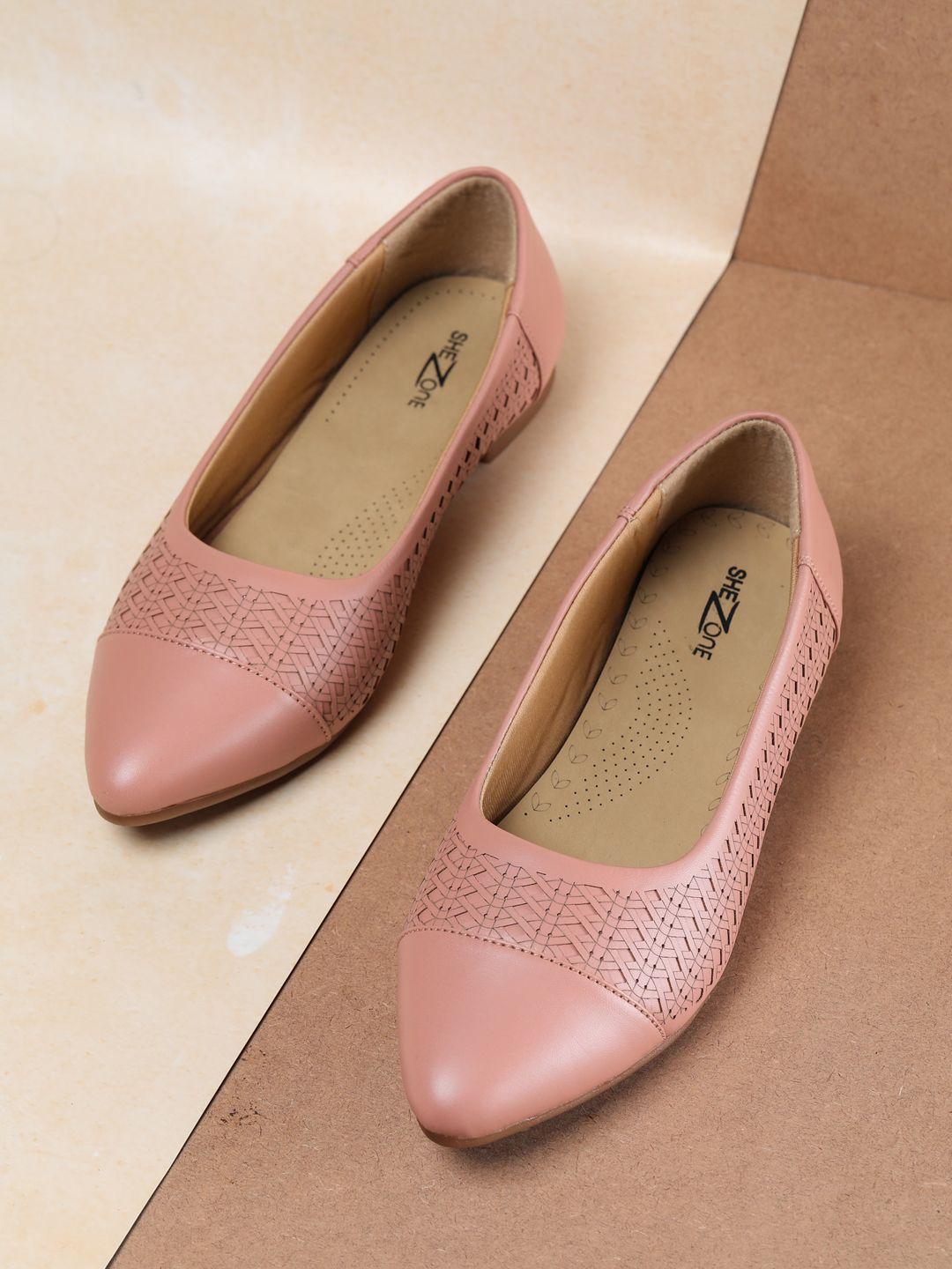 shezone women peach-coloured ballerinas flats