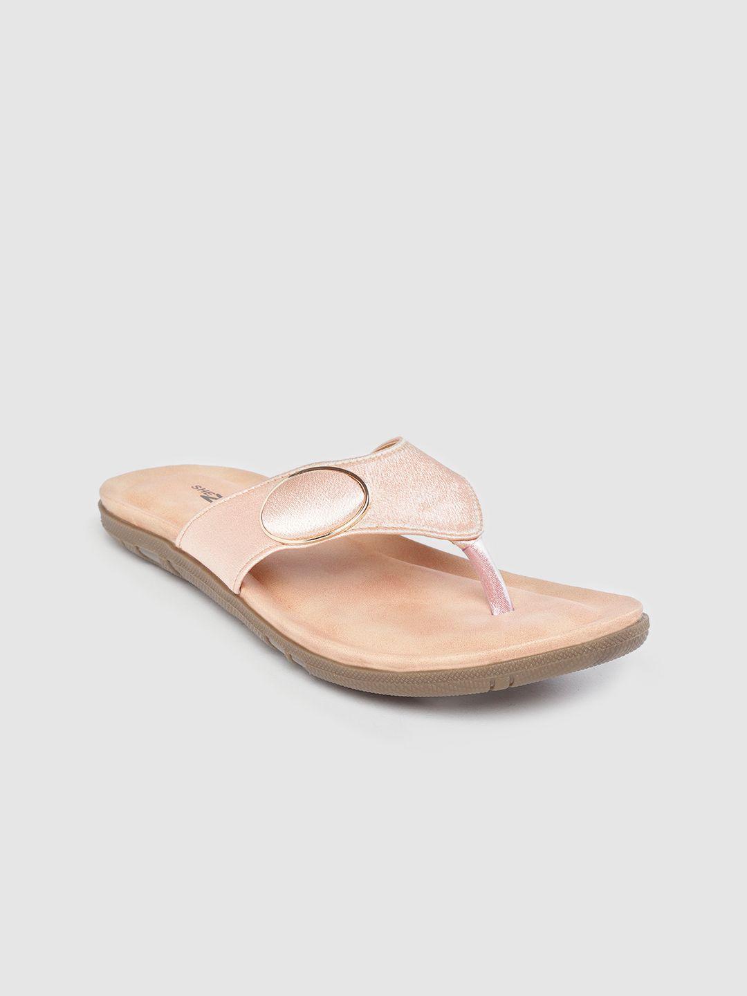 shezone women rose gold-toned solid open toe flats