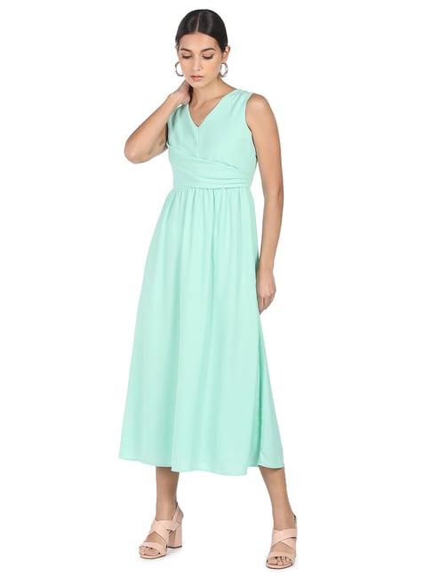 shffl by unlimited turquoise below knee a-line dress