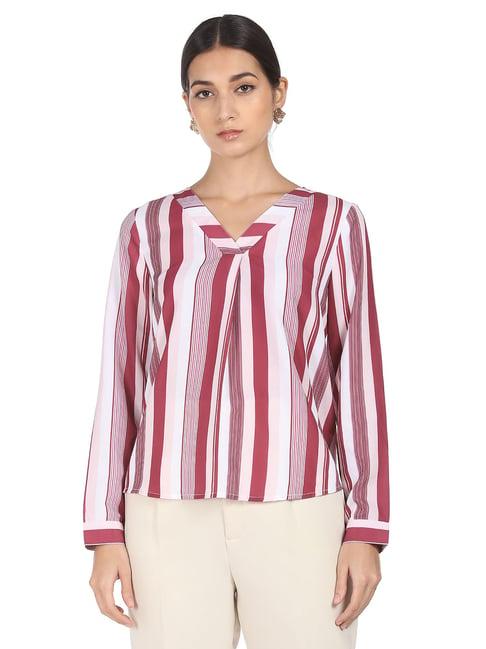 shffl red & white striped top