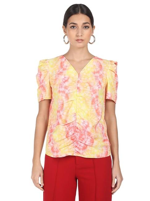 shffl yellow printed top