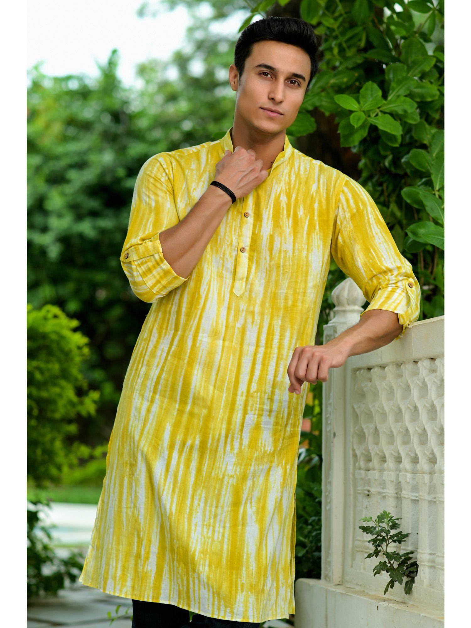 shibhori cotton long kurta - yellow