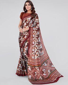 shibori print saree with contrast border