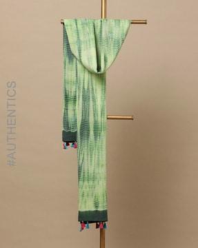 shibori tie & dye pure cotton dupatta with tassels