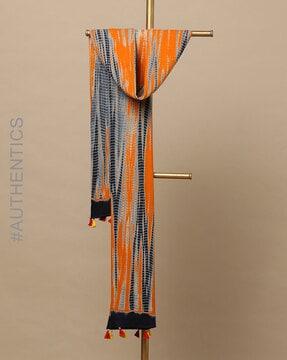 shibori tie & dye pure cotton dupatta with tassels