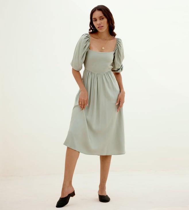 shibui olive breathe hush hush cut out dress