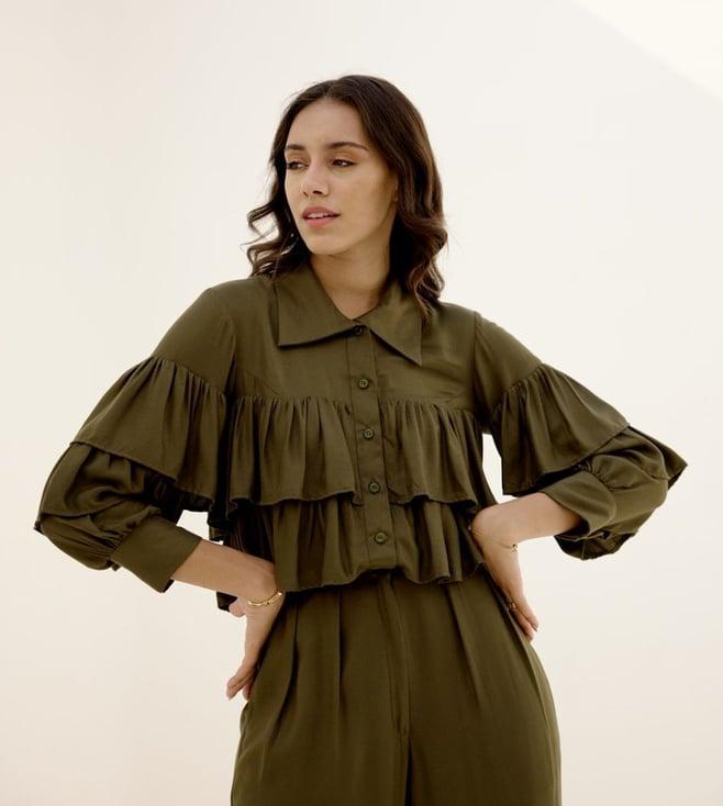 shibui olive breathe poised shirt