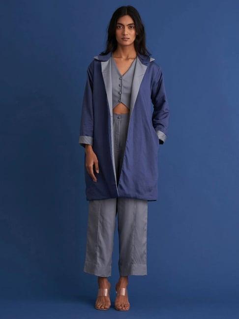 shibui ultimate grey & navy blue modern rustic reversible jacket