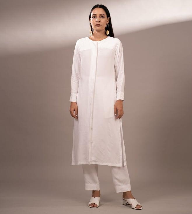 shibui white harmony straight kurta and albus straight pant