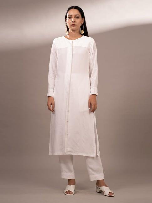 shibui white white harmony straight kurta