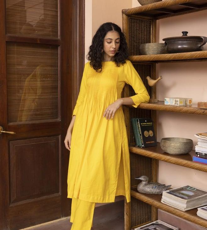 shibui yellow beyond dreams flamingo kurta