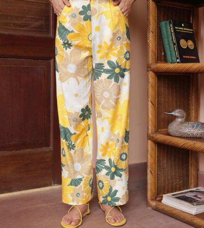 shibui yellow beyond dreams mosaic print fluid pants