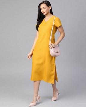 shift dress with back tie-up